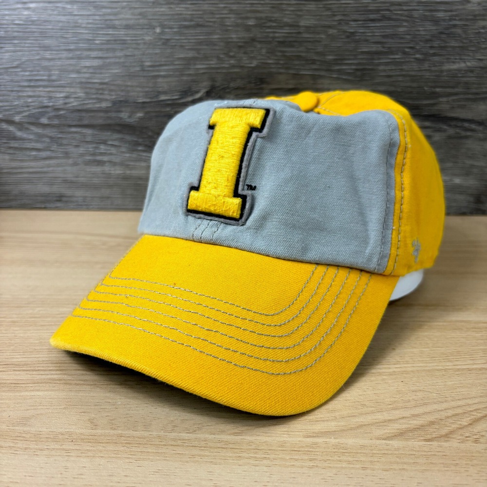 Iowa Hawkeyes Hat Cap Strap Back Gray Yellow Retro Logo '47 Adjustable